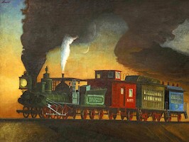 Early American Engine hauling Train of the '60s