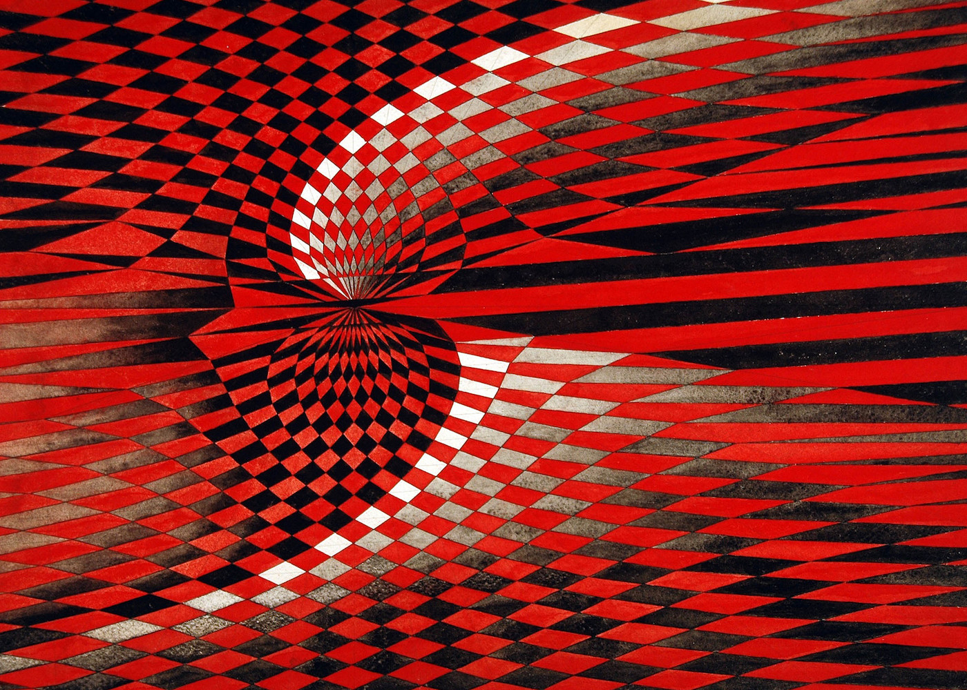 Geometrischer Strudel in Rot und Schwarz*