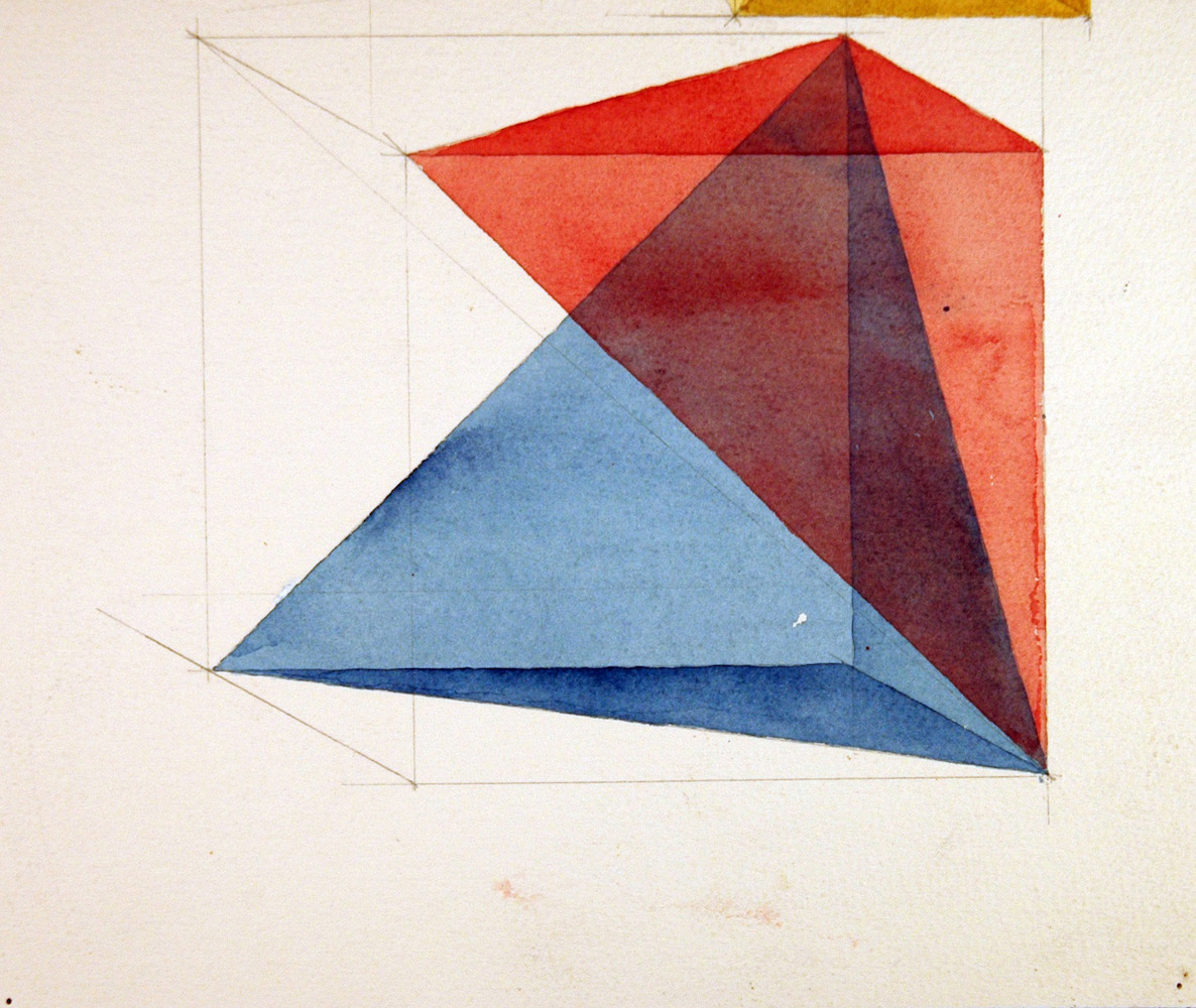 Three-Dimensional Projection of Red and Blue Triangles