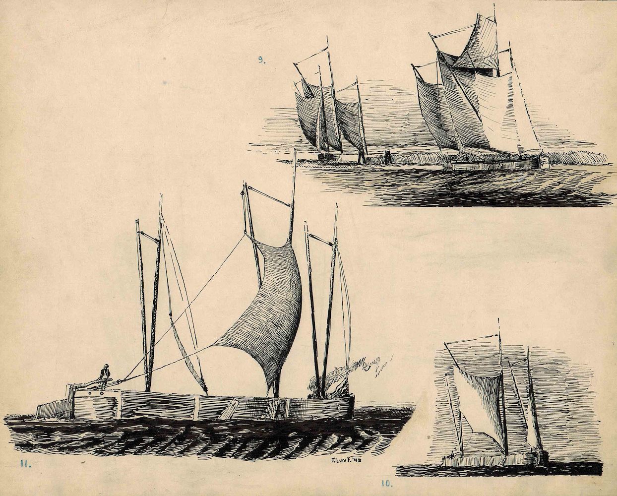 Three views of Sailboats