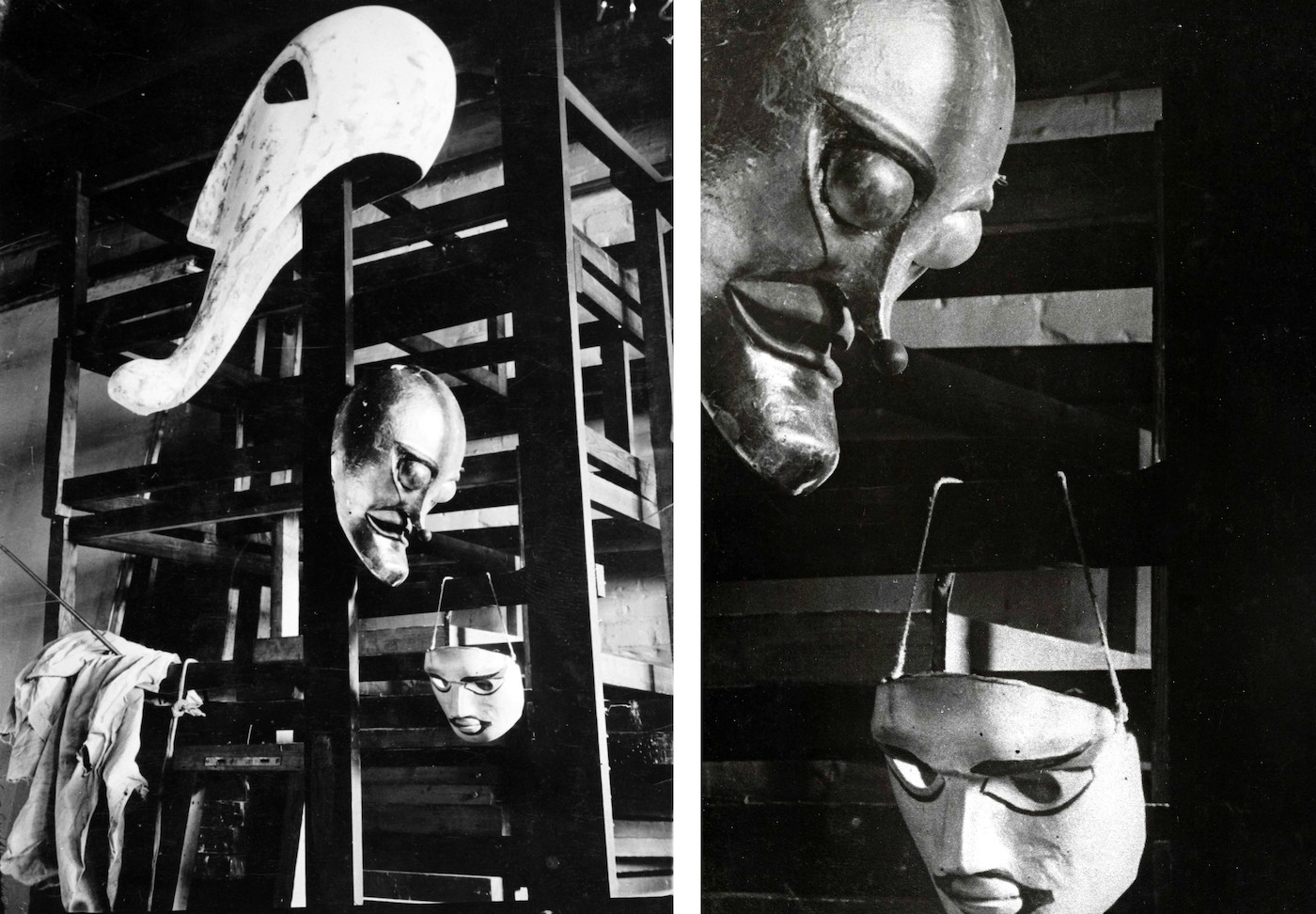 Stillleben mit drei Masken von T. Lux Feininger, im Tageslicht