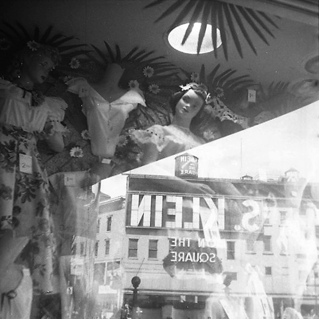 Shop Window with S. Klein Reflection. Shop Window on Union Square