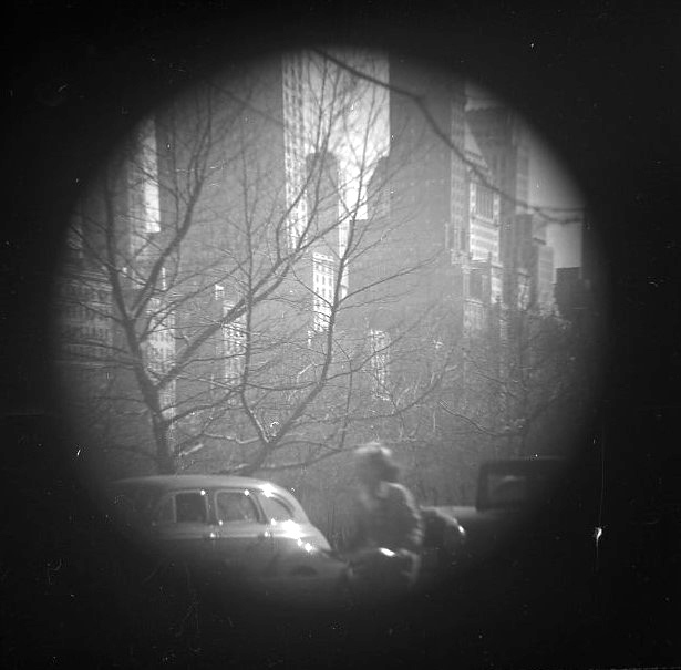 Central Park. Girl on a Bicycle [Telescope view]