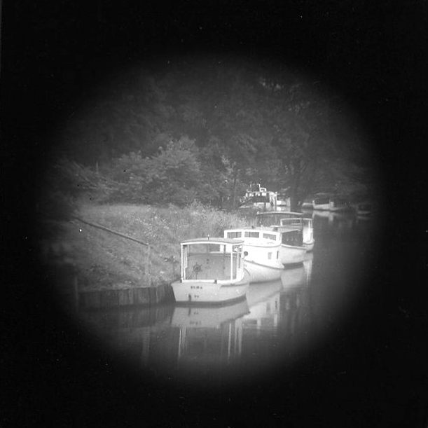 Cabin Boats on the Canal at Center Moriches I [Telescope view]