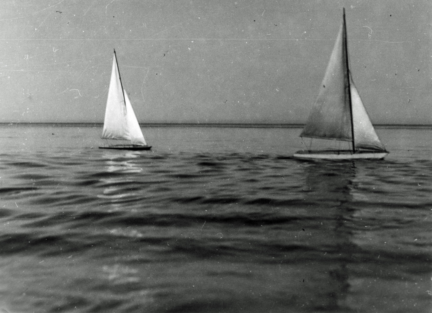 Two model yachts on the calm Rega