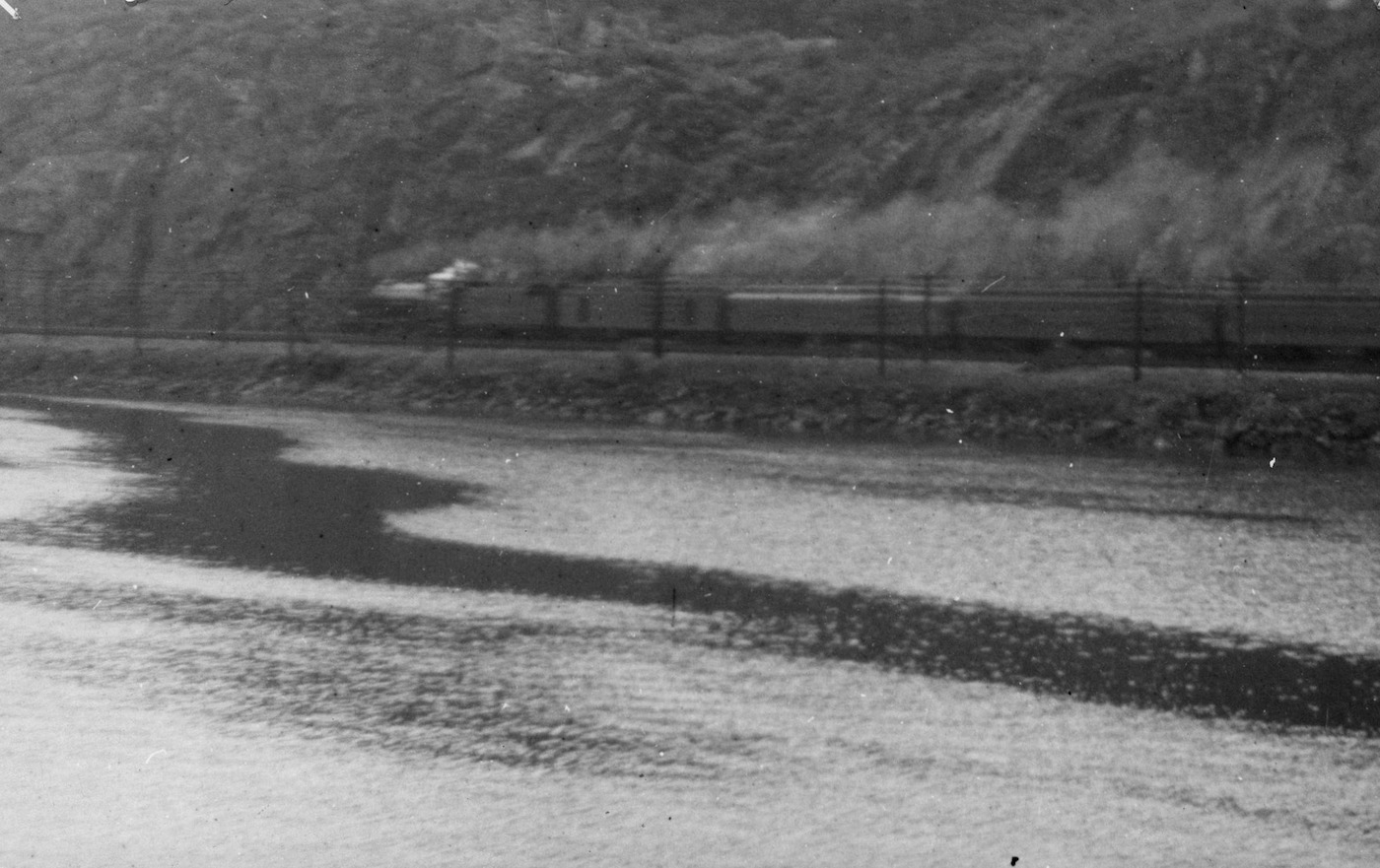 Zug am Ostufer des Hudson River fotografiert vom Dayline Boat “Robert Fulton” VII