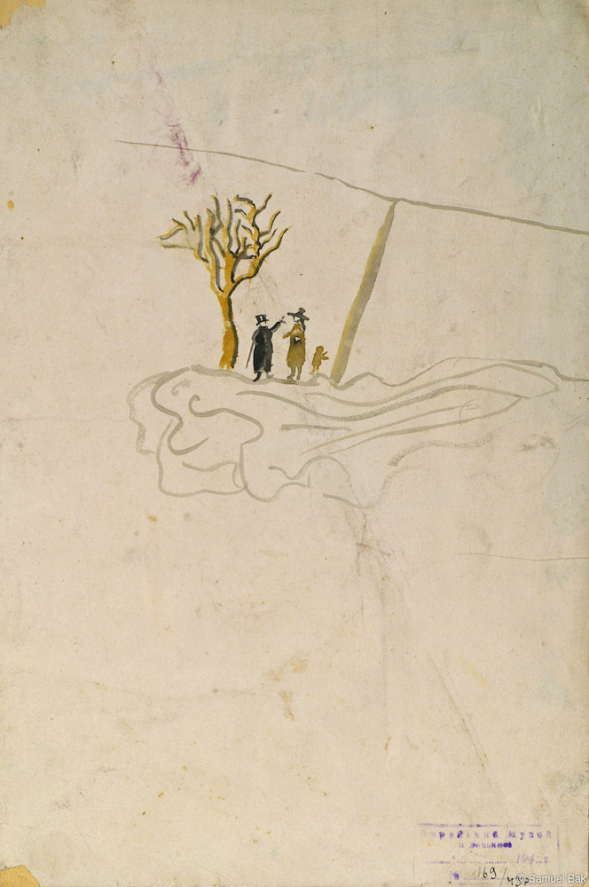 Tree and Figures on a Cliff