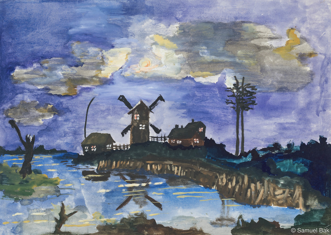 Evening Landscape with Windmill