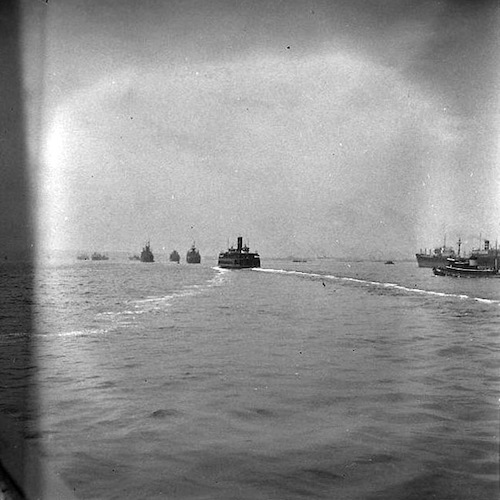 View from New York Central R.R. Ferry. Ships in Lower Bay III
