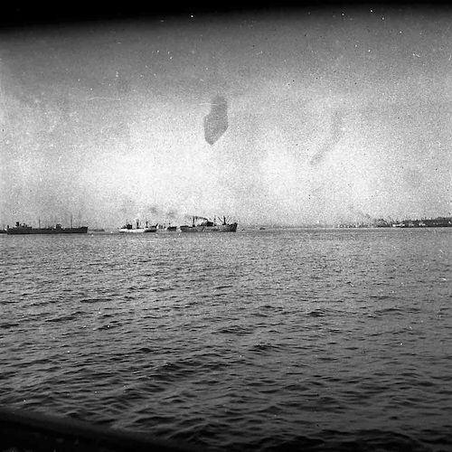 View from New York Central R.R. Ferry. Ships in Lower Bay II