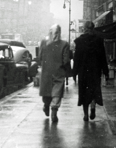Rainy Day. Two Women in Winter Coats