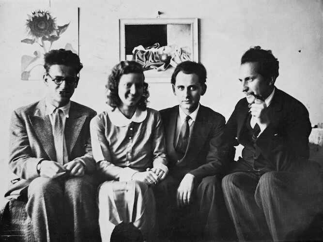 Hochzeit in Koblenz. T. Lux Feininger, Edith Röseler, geb. Schultz, Clemens Röseler, NN