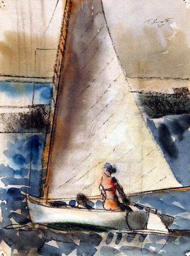 Girl sailing a 