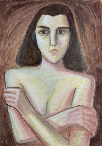 Halbakt mit überkreuzten Armen (Anne Frank)