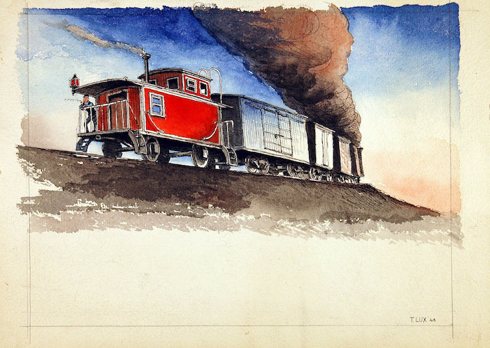 Locomotives. Freight Train with Caboose