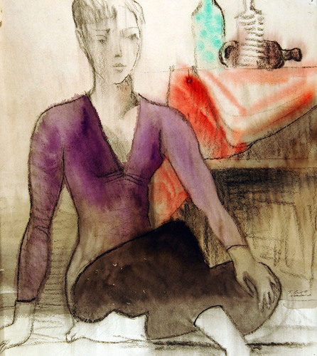 Girl in a Purple Leotard, sitting