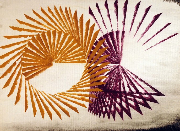 Fanned. Gold and Purple Spirals