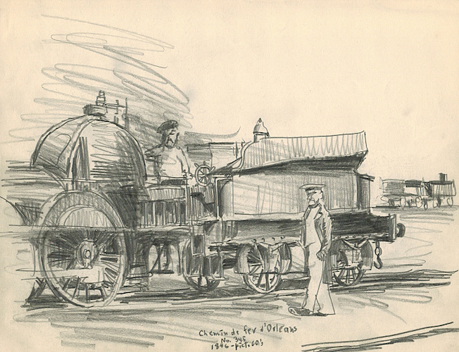 Lokomotiven. Chemin de fer d'Orleans No. 345, 1846 / Eisenbahn von Orleans Nr. 345, 1846*