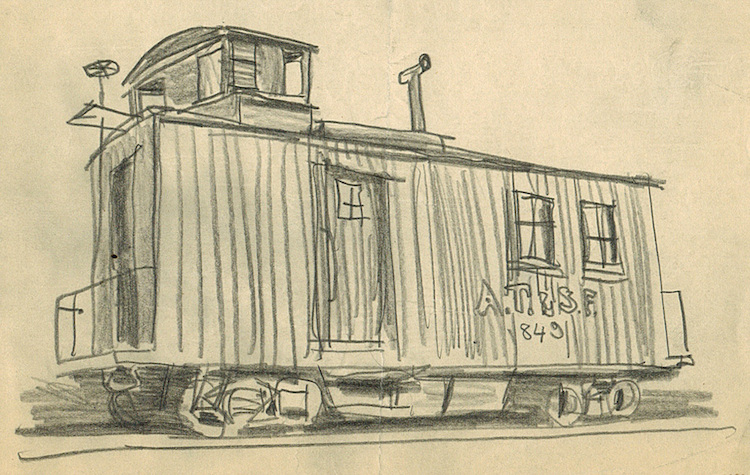 Car with Brakeman's Cab Atchison, Topeka And Santa Fe 849