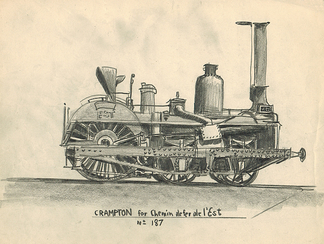 Lokomotiven. Crampton for Chemin de fer de l'Est No. 187 / Die 