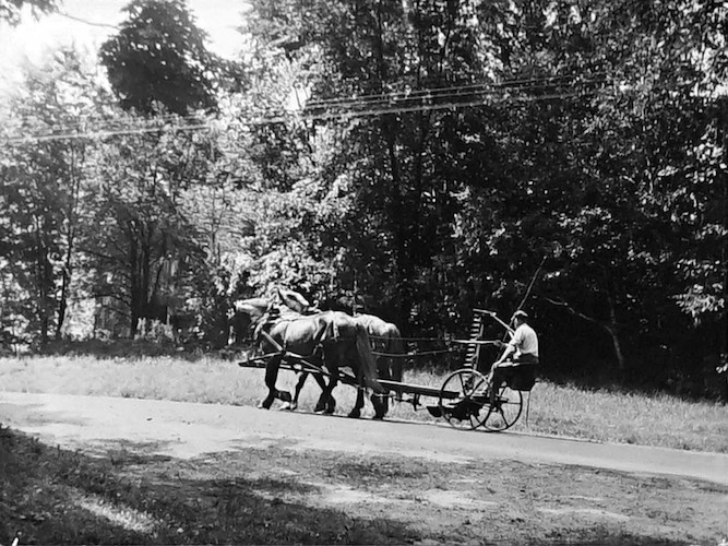 New Hampshire Pastorale, Horse Cart with mowing Tool