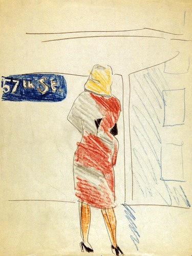 Frau in der U-Bahn an der 57. Straße