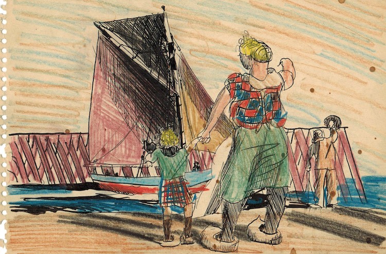 Frau und Kind am Hafen*
