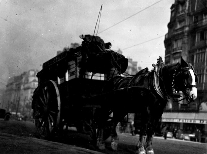 Street Scene in Paris. Coal Cart on the Bvd. Montparnasse