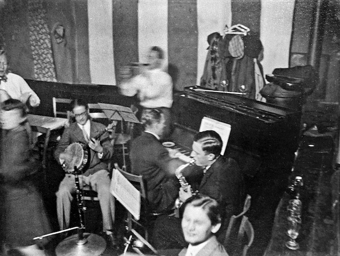 Bauhaus Band at a Dance in Oranienbaum near Woerlitz*: Feininger, Marwitz, Collein, Clemens, Hausenblas [Authorship uncertain]