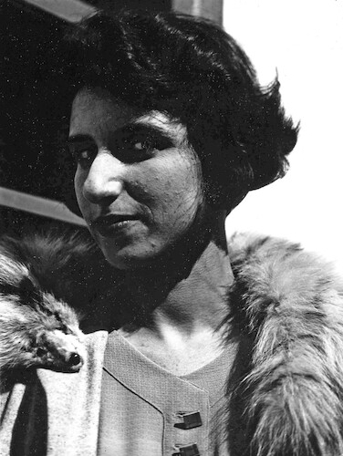 Frauenkopf (Female student wearing fur boa) (Woman in a fox stole)