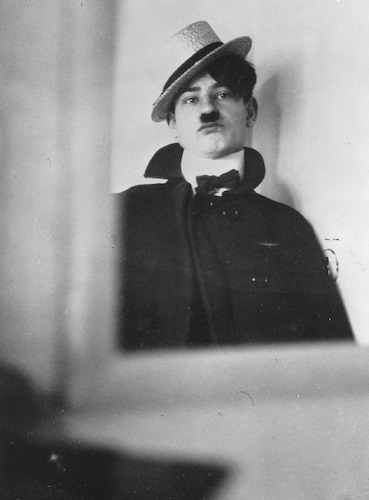 Self-Portrait as Chaplin, en face [in mirror]