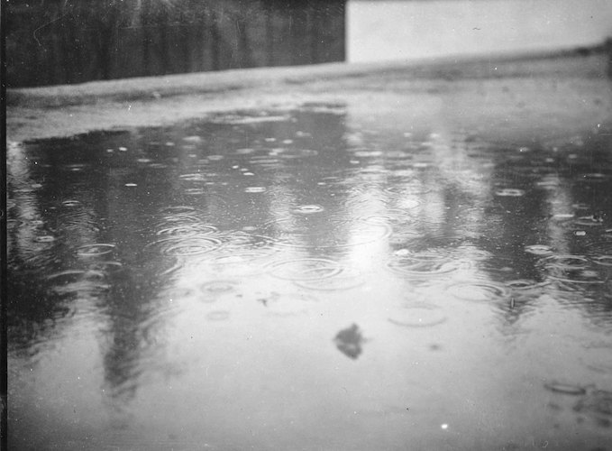 Flooded Roof with raindrops (View from my window in the Feininger 