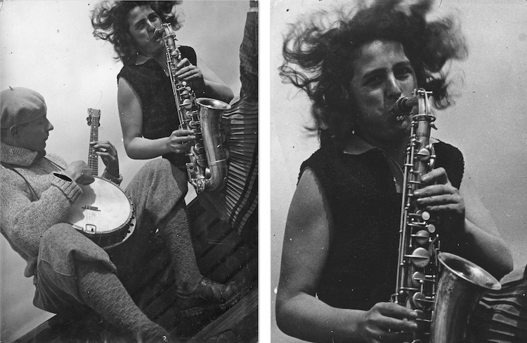Lotte Gerson (Collein) playing the Saxophone and Waldemar (Waldi) Alder with Banjo