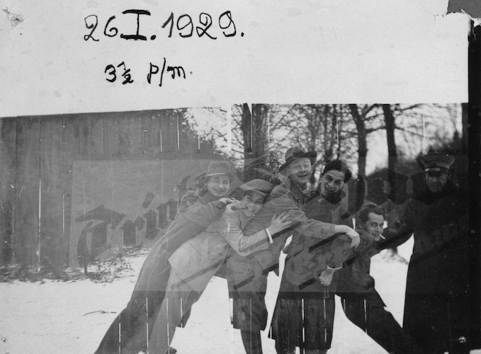 Members of Bauhaus Band with Park Guard. Roman Clemens, Ernst Egeler, Eddie Collein, Alexander (Xanti) Schawinsky, Clemens Röseler