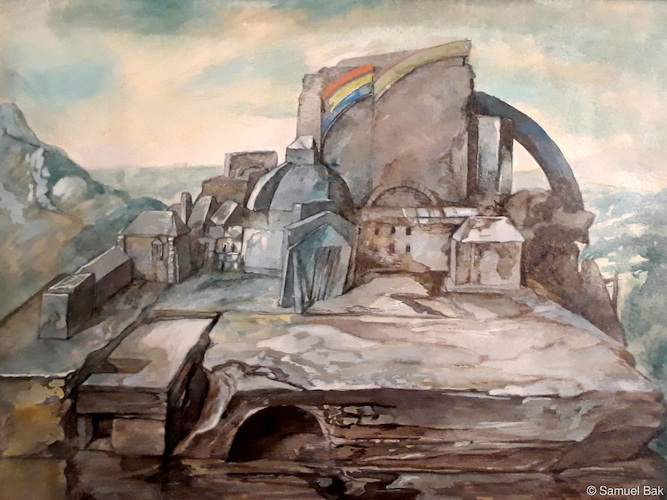 Rainbow in the Mountains (Surrealist Landscape)