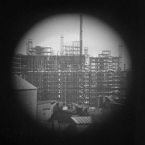 East River Window. Construction Peter Cooper and Stuyvesant Villages [Telescope view]