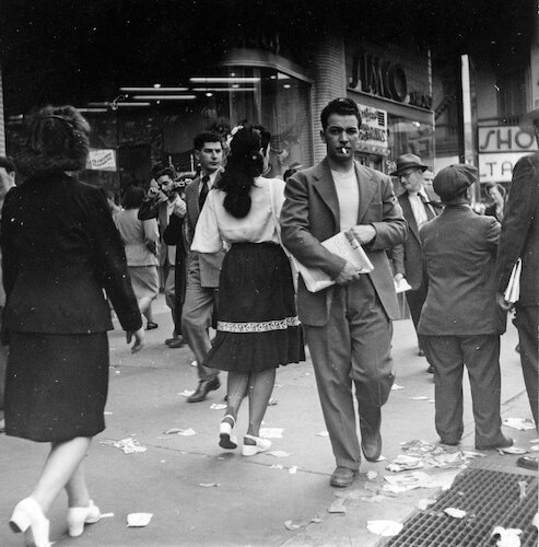 Street Scene. Man with Newspaper and 