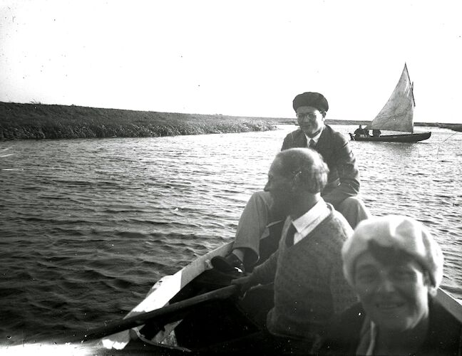 Lyonel, Julia, and Andreas Feininger in a Rowboat on the Rega