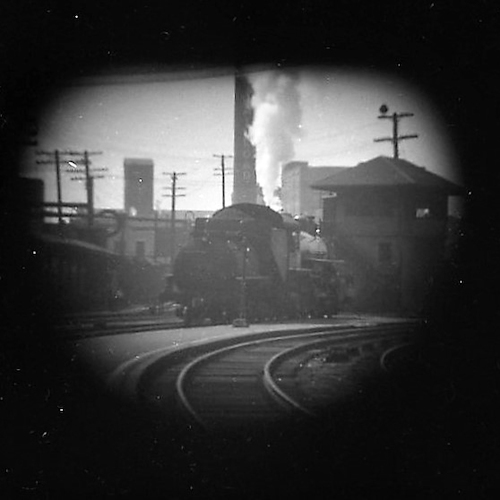 Engine of the Erie R.R., photographed through opera glasses [Telescope view]