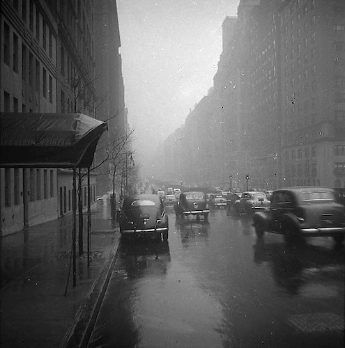 New York Street in the Rain
