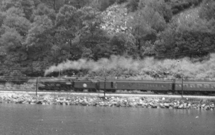 Train seen on East Bank of the Hudson River from Dayline Boat “Robert Fulton