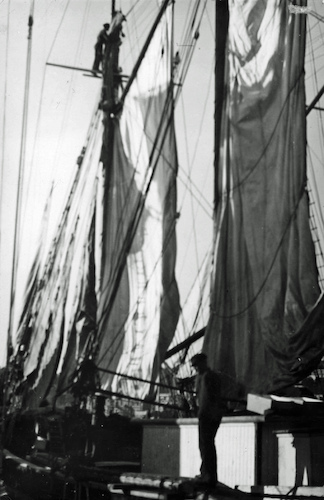 Schooners, Drying Sails with a Sailor in the Yard