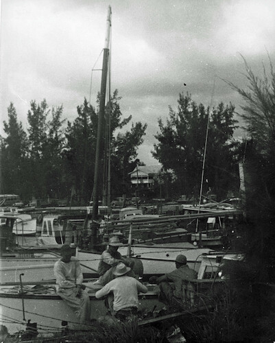 Florida. Harbour scene with Sailboats and Fishermen II