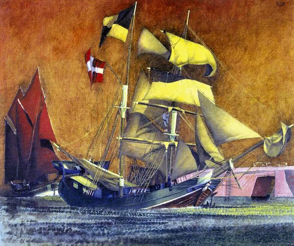 Danish Brigantine entering Port