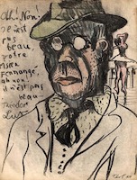 Il n'est pas beau... (Selfportrait (Caricature) with hat)